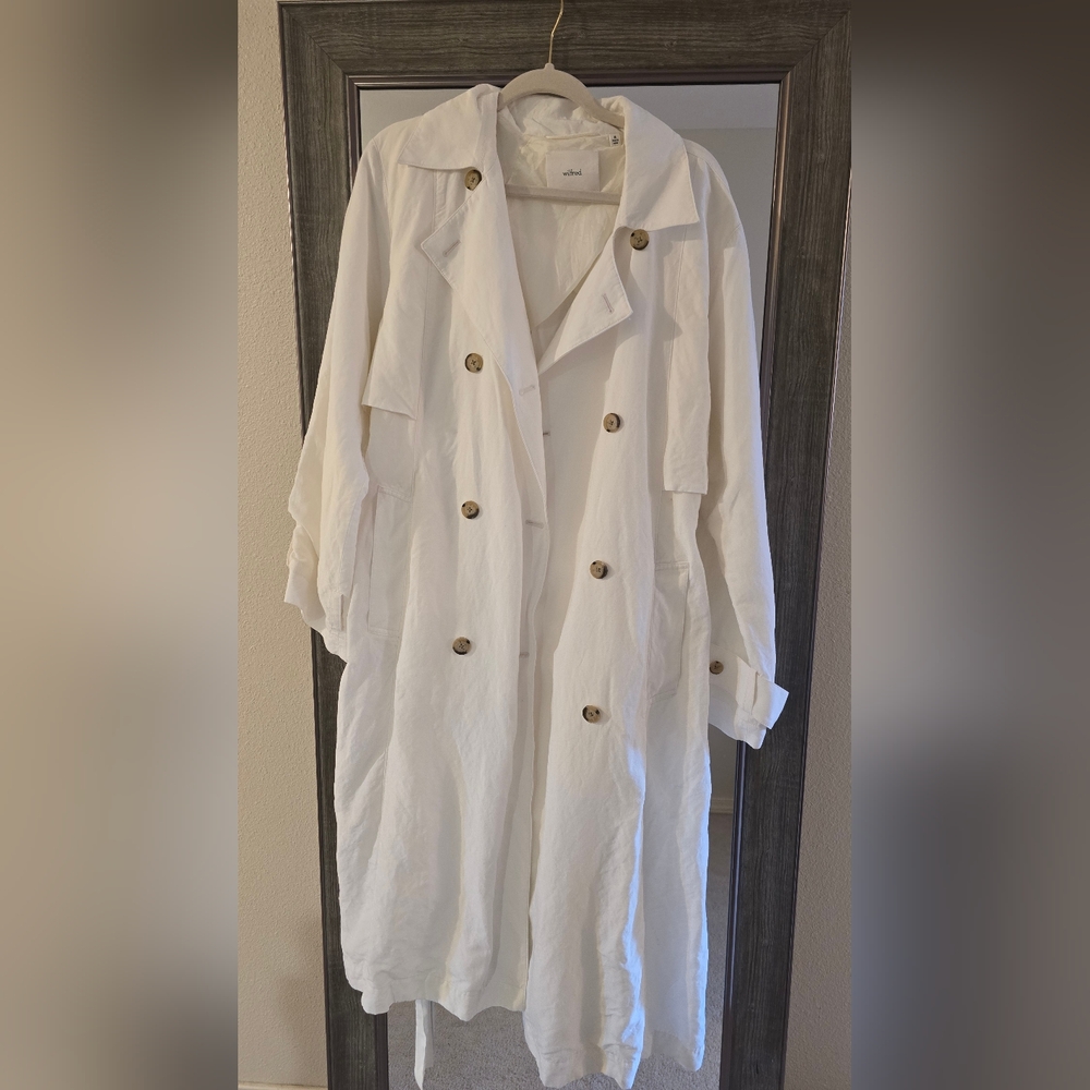 Aritzia Cream Double-Breasted Trench Coat - Picture 4 of 4
